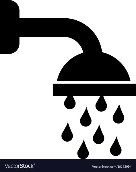 Shower Head In Bathroom With Water Drops Flowing Vector Image