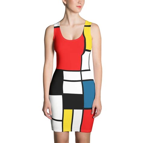 Mondrian Color Block Mod Dress Spandex 60s Dress Vaporwave Etsy