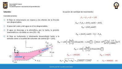 Ejercicio de cantidad de movimiento en codo reductor Mecânica dos Fluidos