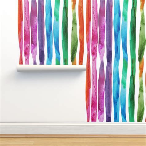 rainbow stripes Wallpaper | Spoonflower