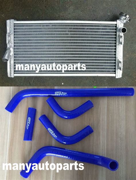 2 Row 40mm Hi Perf Aluminum Radiator BLUE BLACK Hose FOR Yamaha