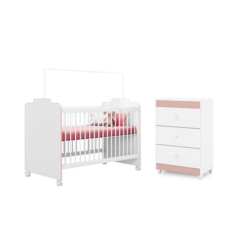 Quarto Infantil Ber O Ternura C Moda Ternura Gavetas Branco Ros