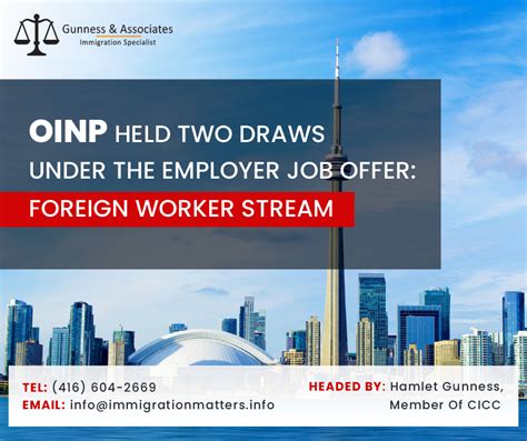 Two Draws Held Under The Oinp Employer Job Offer Foreign Worker Stream Immigration Specialists