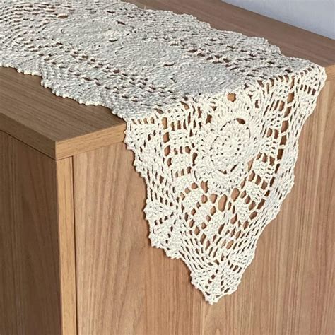 Amazon Janef White Handmade Crochet Doilies Cotton Table Runner