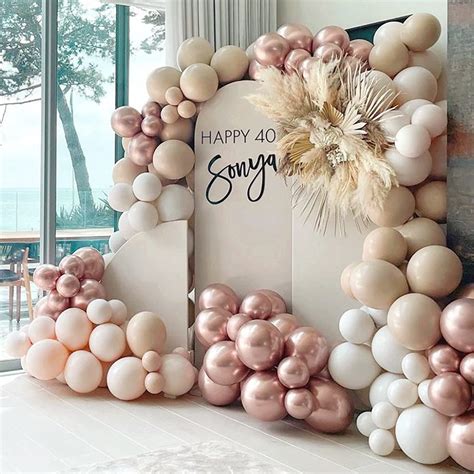 Rose Gold Balloon Arch Kit Pcs Rose Gold Balloons Sand White