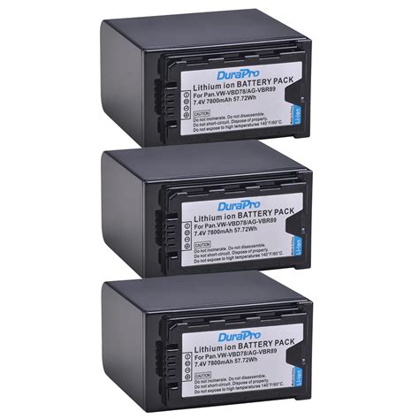 3Pc 7800mAH VW VBD78 VBD78 AG VBR89 Battery For Panasonic AJ HPX260MC