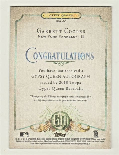 Topps Gypsy Queen Autograph Gqa Gc Garrett Cooper Rc Rookie On