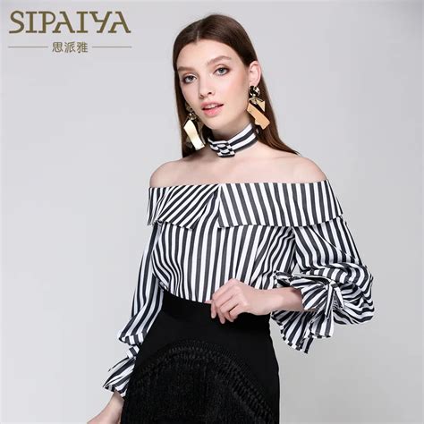 Sipaiya Fashion Off Shoulder Strapless Slash Neck Blouse Women