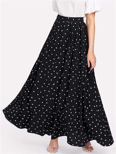 Polka Dot Swing Maxi Skirt SheIn Sheinside