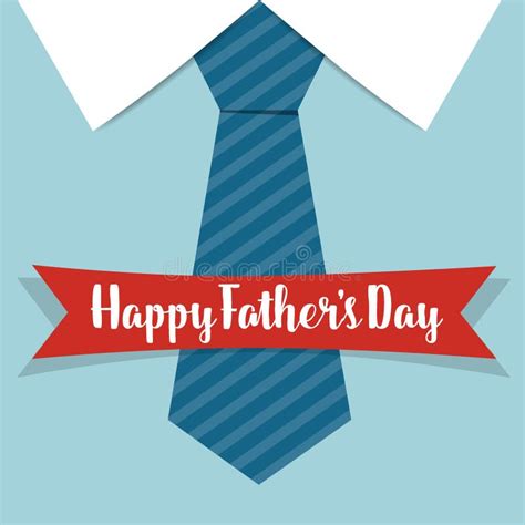 Happy Fathers Day Card Design With Big Tie Vector Illustration Stock