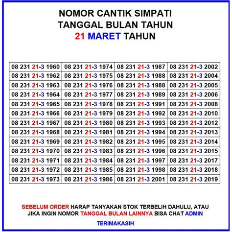 Jual Nomor Cantik Telkomsel Nomer Cantik Telkomsel Tanggal Bulan