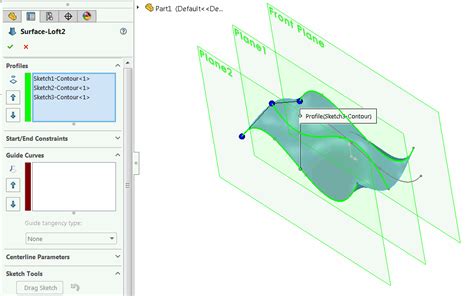 SOLIDWORKS API to create surface loft feature via contours