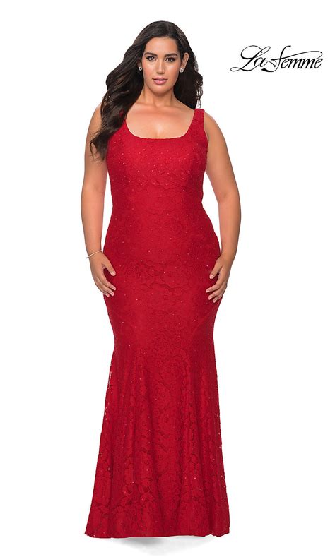 Plus Size Long Formal Dress In Beaded Lace Promgirl