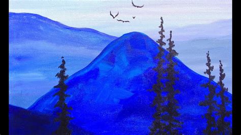 Paint It Blue Easy Mountains Acrylic Tutorial Asl Youtube