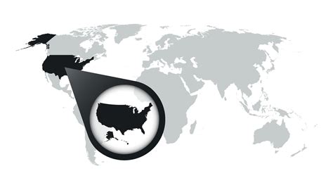 World map with zoom on USA. America map in loupe. Vector illustration ...