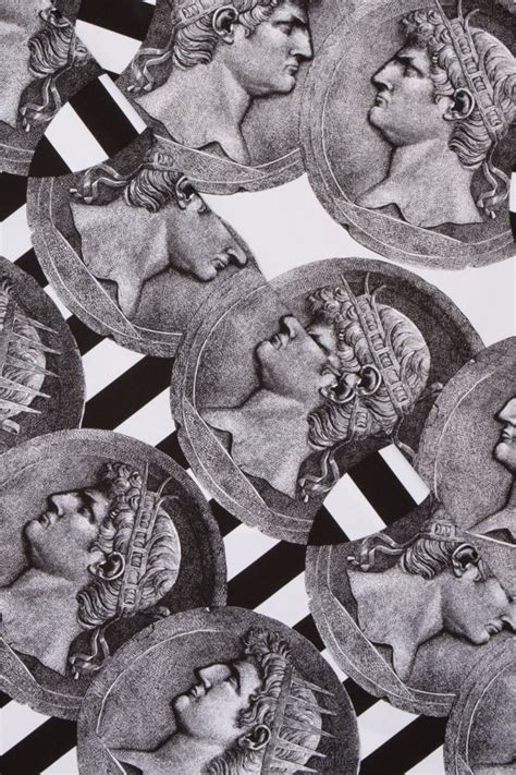 Timney Fowler Coins Collage Black And White Fabric And Wallpaper