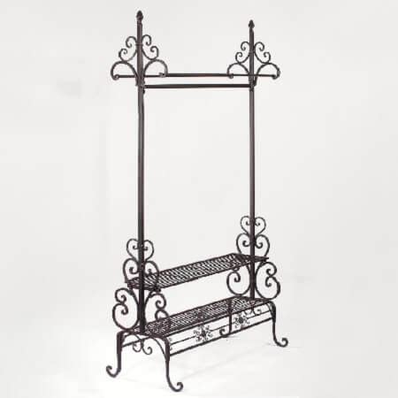 Scrolled Metal Clothing Rack - 2 Shelves | Coat Rack Display