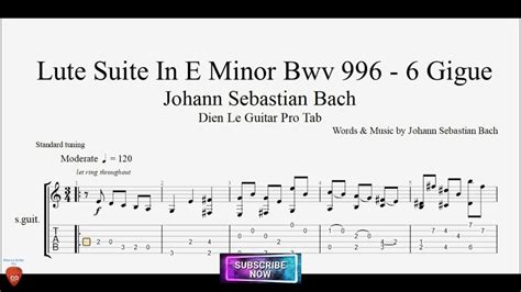 Lute Suite In E Minor Bwv Gigue By Johann Sebastian Bach With