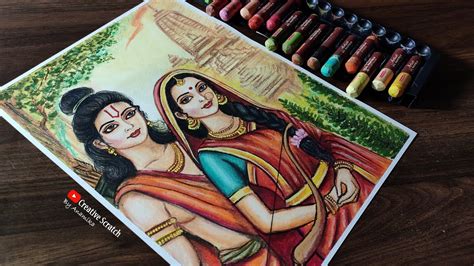 Shree Ram Sita Drawing Easy Step By Step Ram Ji And Mata Sita Oil