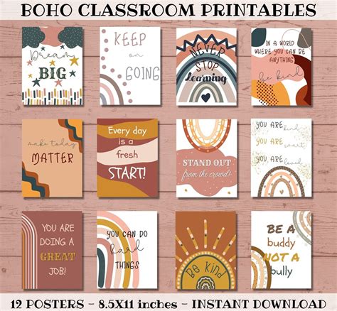 12 Boho Classroom Posters A Boho Wall Decor Bundle With Etsy