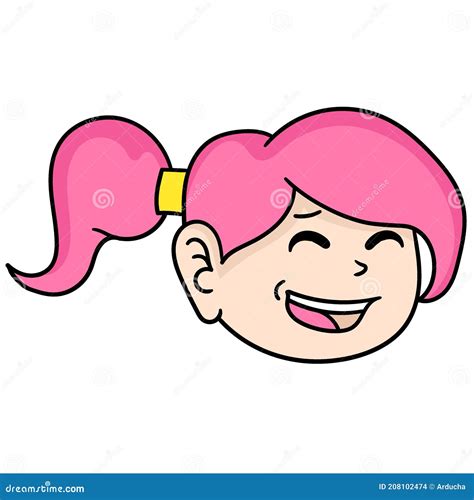 Emoticon Head Blonde Woman Laughing Happily Doodle Icon Image Cartoon