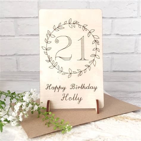 Personalised 21st Birthday Wooden Keepsake Card By Jayne Tapp Design