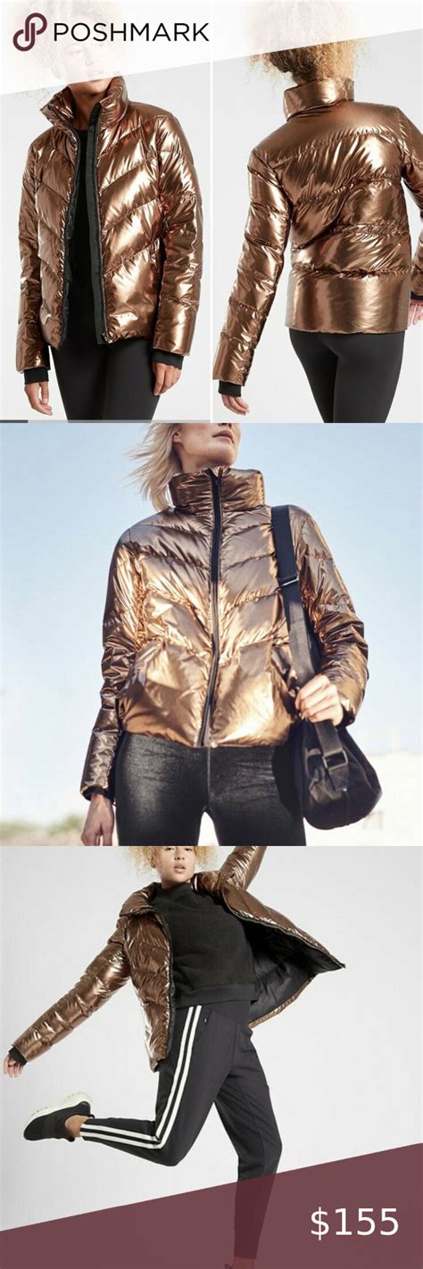 Athleta Nwt Lofty Metallic Bronzedown Puffer Jacket