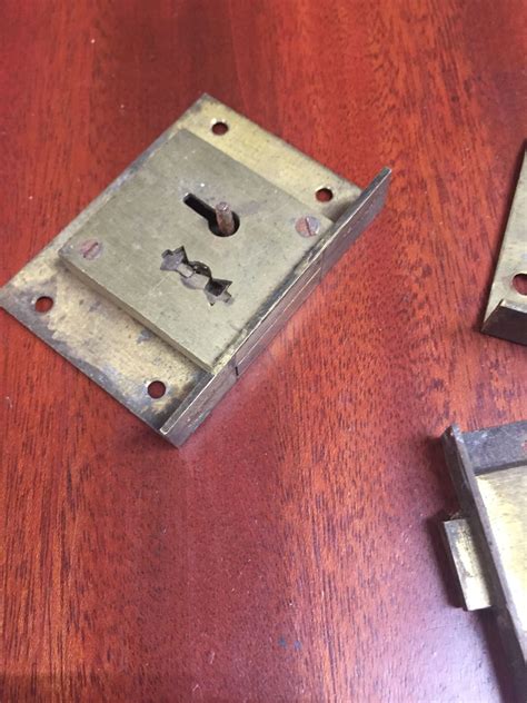 4 Antique Brass Cabinet Locks