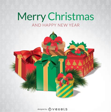 Merry Christmas Gift Boxes Vector Download