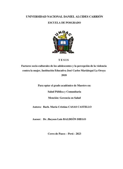 Factores socio culturales de los adolescentes y la percepción de la