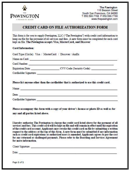 Credit Cards Authorization Form Template 39 Ready To Use Templates