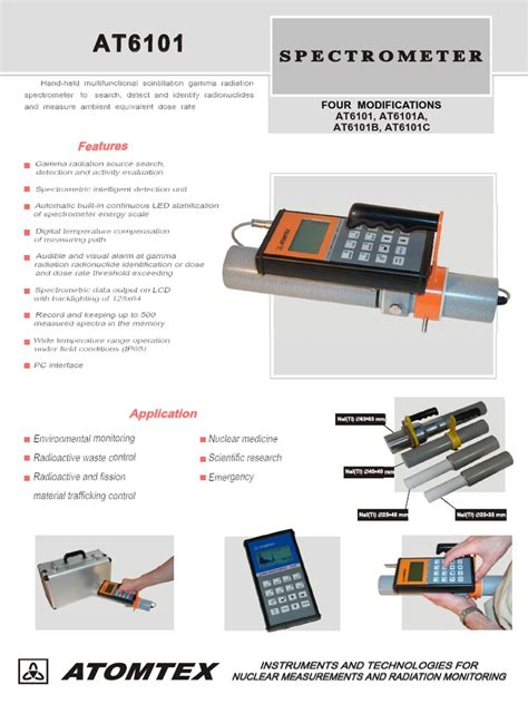 Spectrometer Spectrometer: Features Features | PDF | Radiation ...