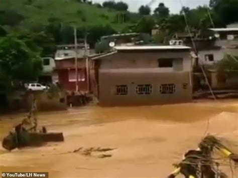 Shocking Moment A House Washed Away In Deadly Flooding In Brazil