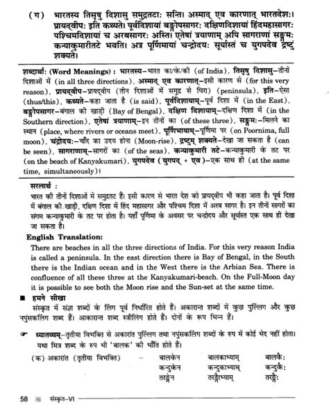 Ncert Solutions For Class 6th Sanskrit Chapter 6 संम्रुद्रतटः