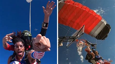 Harlem Globetrotters Land 13,000-Ft. Slam From The Sky, Highest Dunk Ever!