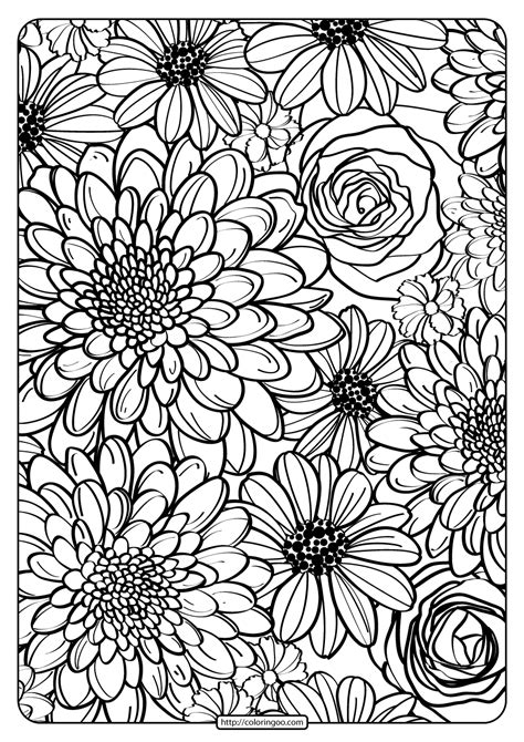 Free printable flower pattern coloring page 11 – Artofit