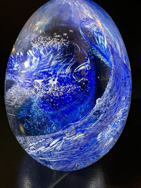 Stunning Art Glass Murano Seguso Viro Large Egg Shaped Paperweight