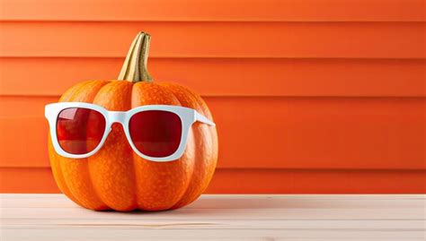 Premium Ai Image Pumpkin With Sunglasses On Orange Background 3d Illustration