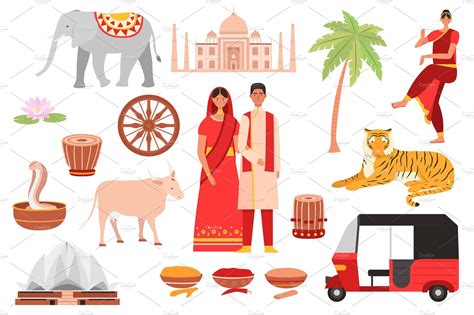 India, indian culture symbols | Graphic Objects ~ Creative Market