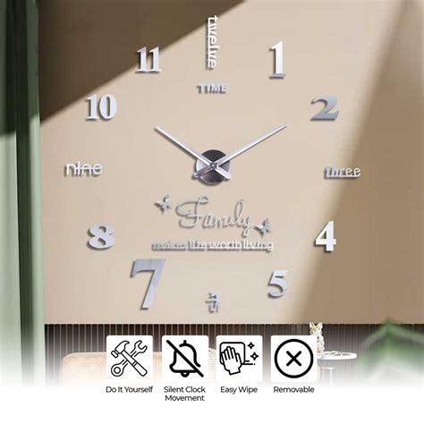 TaffHOME Jam Dinding Besar DIY Giant Wall Clock Quartz 100 Cm JM 01