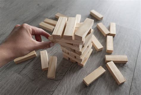 Board Game Jenga Tower Of Wooden Blocks Stock Image Image Of Asia