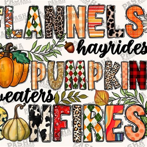 Flannels Hayrides Pumpkins Sweaters Bonfires Png Fall Etsy