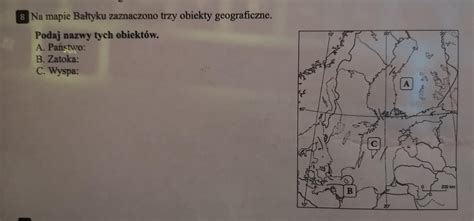 Na Mapie Ba Tyku Oznaczono Trzy Obiekty Geograficone Podaj Nazwy Tych