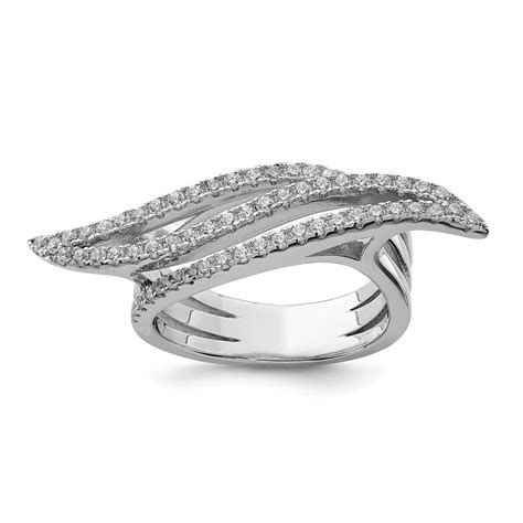 Jewelryweb Sterling Silver Rhodium Plated Cubic Zirconia Ring Ring