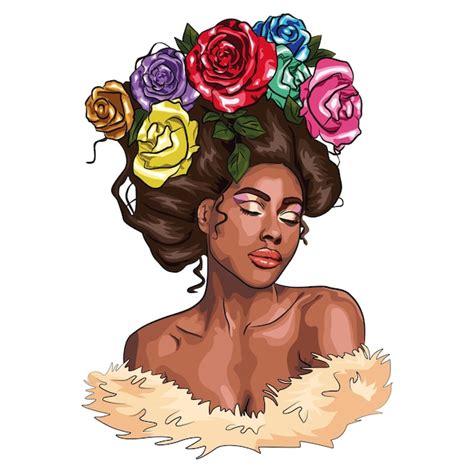 Fille Afro Am Ricaine Avec Des Fleurs Roses Printemps Belle Fille Et