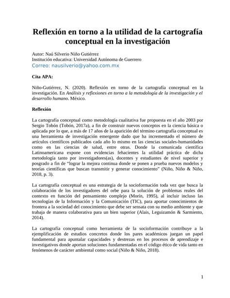 PDF Reflexión en torno a la utilidad de la cartografía conceptual en