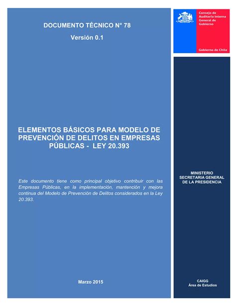 Elementos Básicos Para Modelo De Prevención De Delitos En Empresas Públicas Ley 20393pdf