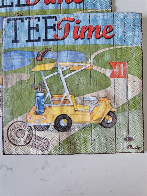 Tee Time Decoupage Napkin Set Of Individual Napkins Etsy