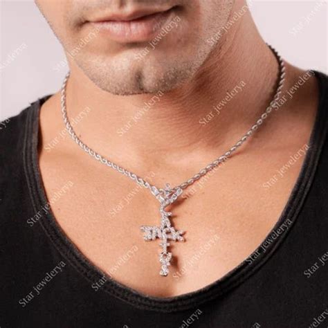 Classic Hip Hop Cactus Jack Cross Pendant Round Baguette Moissanite