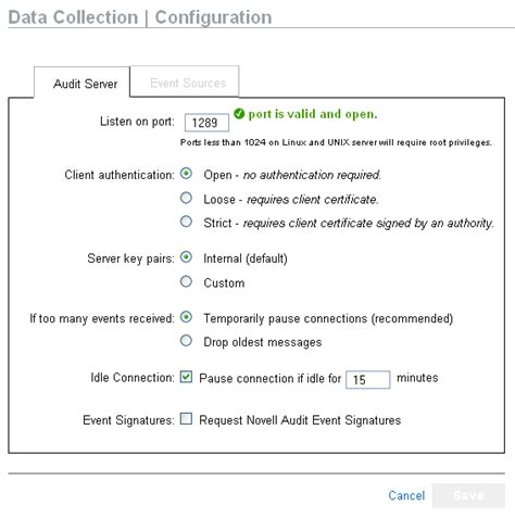 novell  identity audit guide audit server options
